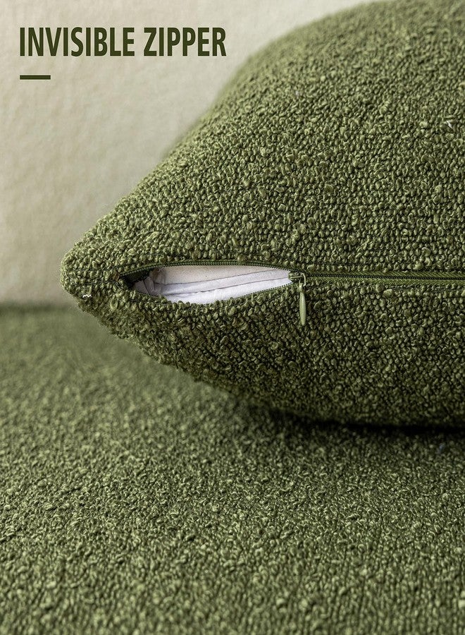 Foindtower Textured Boucle Throw Pillow Covers Accent Solid Pillow Cases Cozy Soft Decorative Couch Cushion Case for Chair Sofa Bedroom Living Room Home Decor, 20 x 20 Inch,Green - Image 3